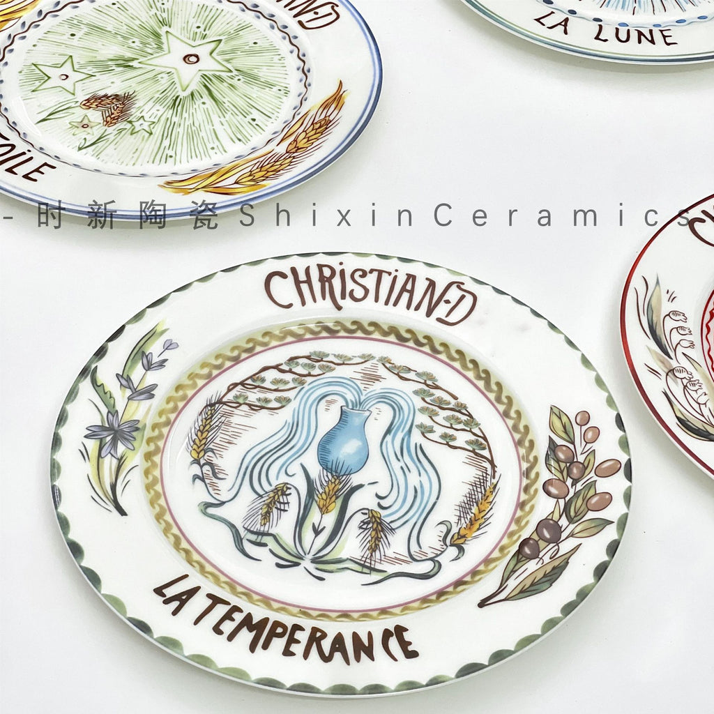 D Family Tableware Tarot Series Ceramic Plates Bone China Creative Gift Internet Celebrity Plates Steak Plates Set