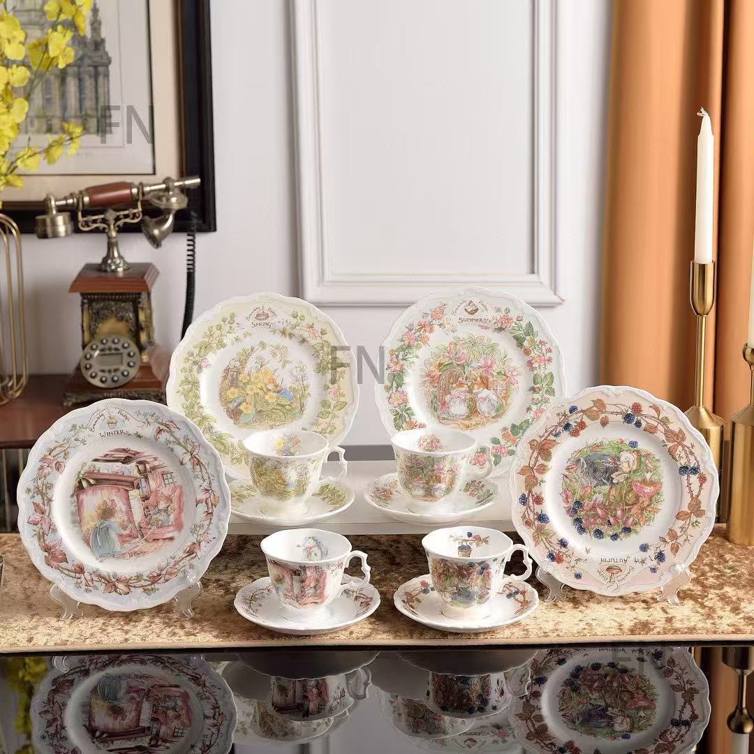 H Jia Doujia Mouse Moving Series Bone China Tea Coffee Set Single Cup and Saucer Dim Sum Plate British Afternoon Tea Cup