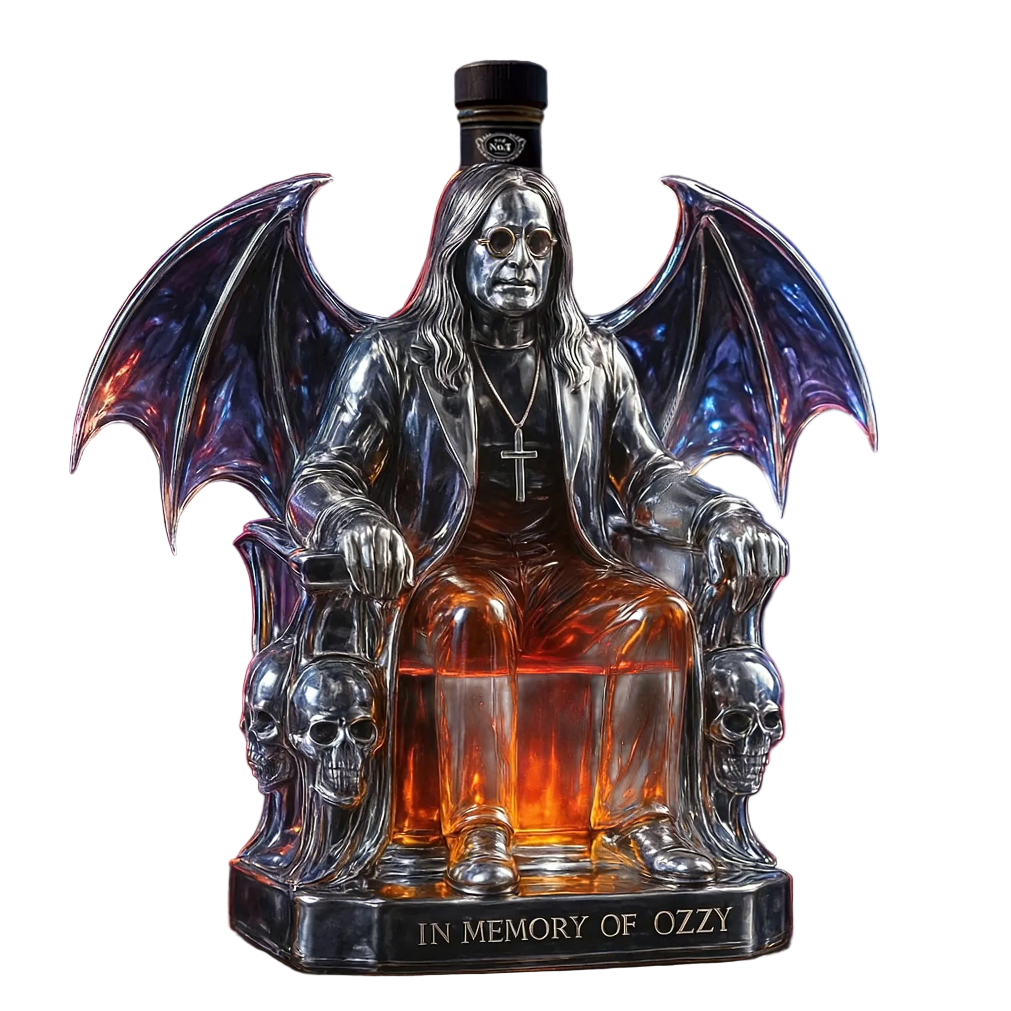 400ml Ozzy Themed Whiskey Bottle - Gothic Rock Barware for Home