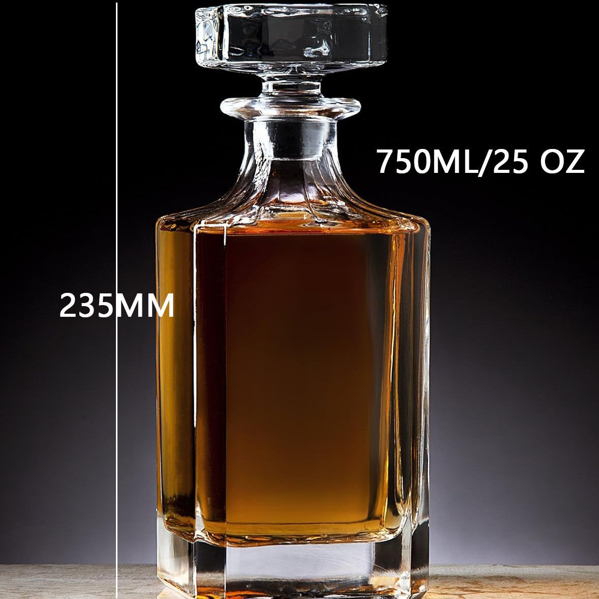 Crystal Cut Whiskey Decanter Set - 750ml Bottle + 4 Tumbler Glasses