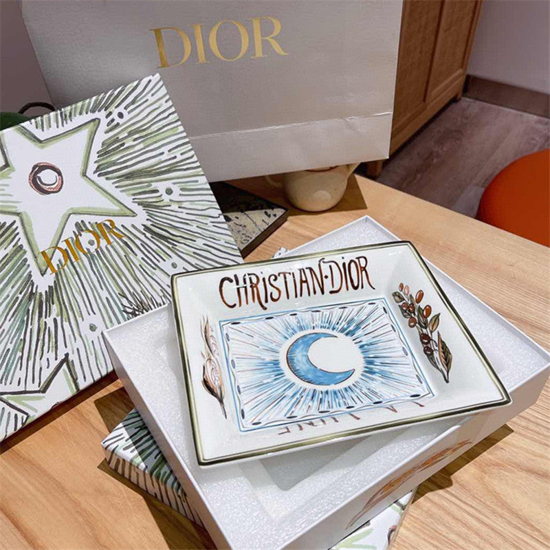 D Moon Series Bone China Tarot Card Storage Tray Home Retro Tray Light Luxury Style