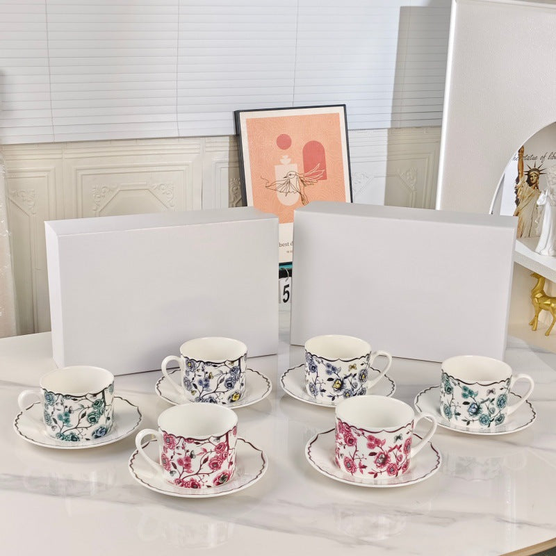 D Ceramic Tableware Light Luxury Linglan European High-End Tableware Food Tray Bone-China Cup Western Food Tray