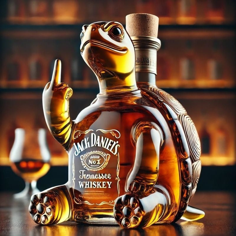 Turtle Whiskey Decanter - Jack Daniel's Themed Glass Spirit Bottle