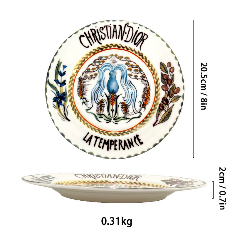 D Family 4-Piece Gift Box Sun Dinner Plate Steak Plate Household Ceramic Plate Dish Plate Cake Plate Dessert Plate Breakfast Plate