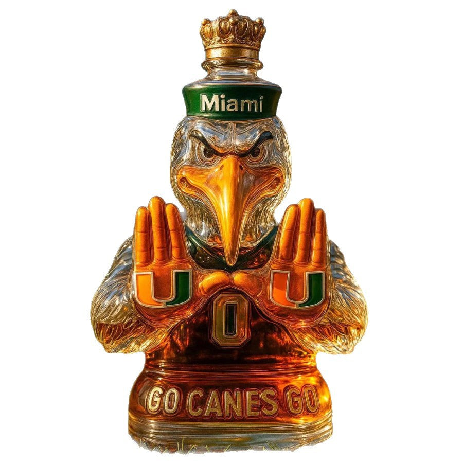 Cross-border Independent Station New Product Crown Royal-Miami Hurricanes“U”Gesture-shaped Commemorative Whiskey Bottle
