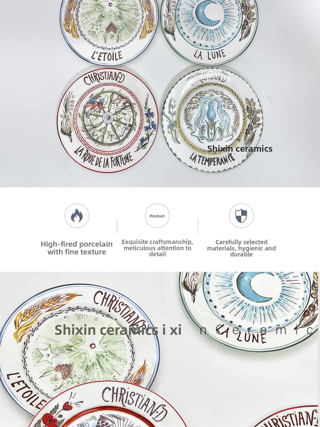 D Family Tableware Tarot Series Ceramic Plates Bone China Creative Gift Internet Celebrity Plates Steak Plates Set