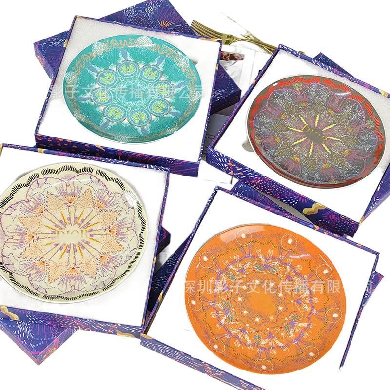 D Home Starry Sky Series Light Luxury Western Plate High-Value European Style Household Bone China Plate Dinner Plate Steak Plate