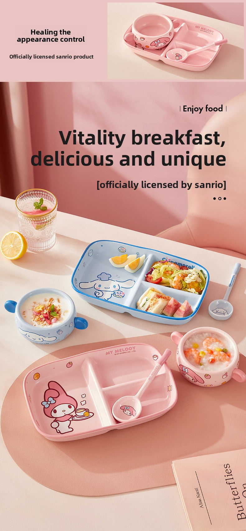 My Melody & Cinnamoroll Divided Bento Box Set - Sanrio Character Lunch Container