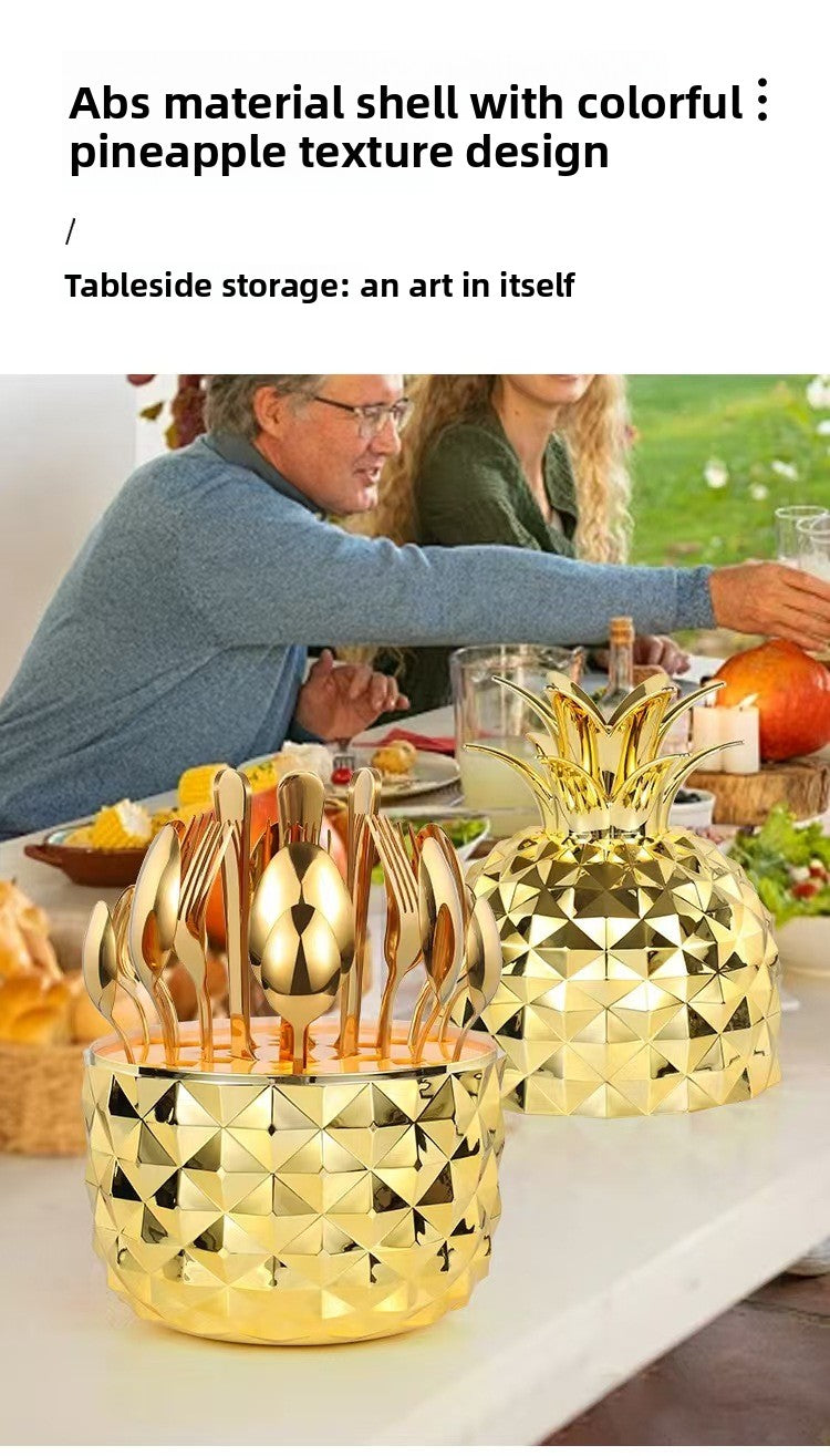 Amazon Popular ABS Mood Egg Pineapple Egg Stainless Steel Cutlery Egg Western Food Knife Fork Spoon Gift Box Set