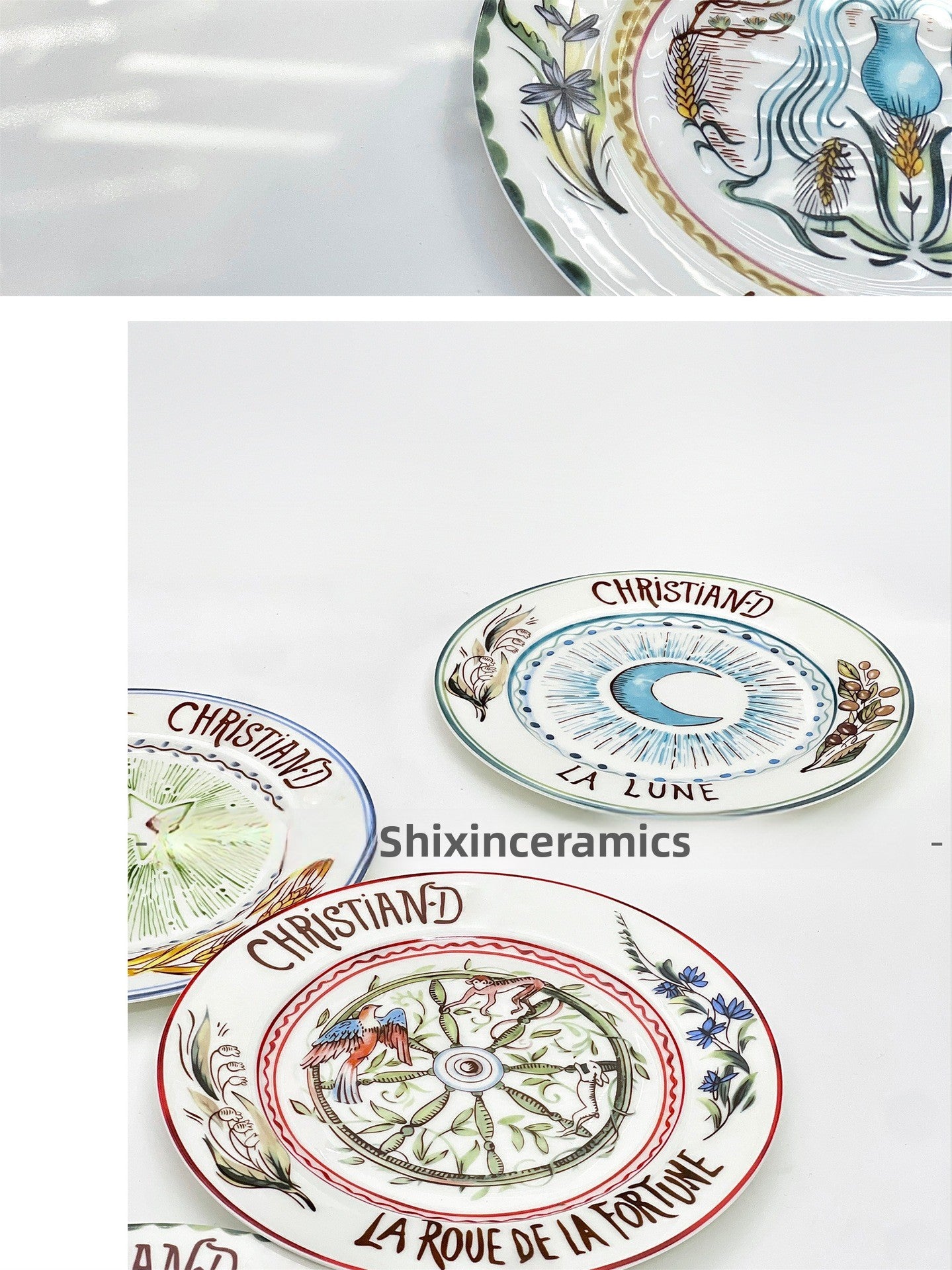 D Family Tableware Tarot Series Ceramic Plates Bone China Creative Gift Internet Celebrity Plates Steak Plates Set