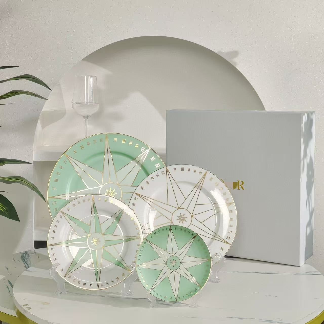 D Family Lucky Star Bone China Dinner Plates Set of Four Round Plates Dish Plates Decorative Plates Dessert Plates Snack Plates