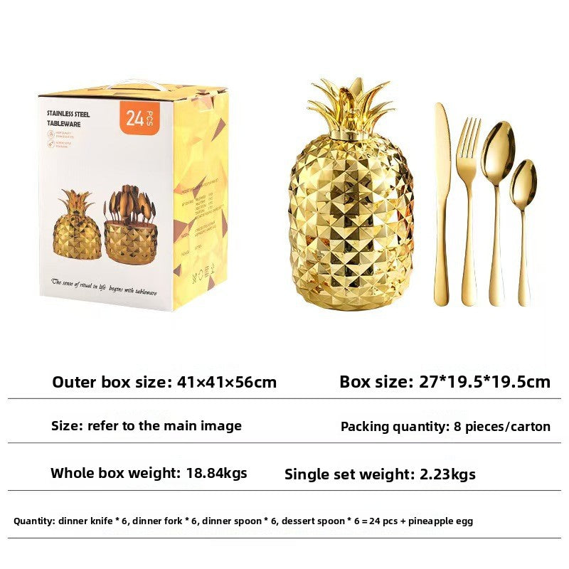 Amazon Popular ABS Mood Egg Pineapple Egg Stainless Steel Cutlery Egg Western Food Knife Fork Spoon Gift Box Set