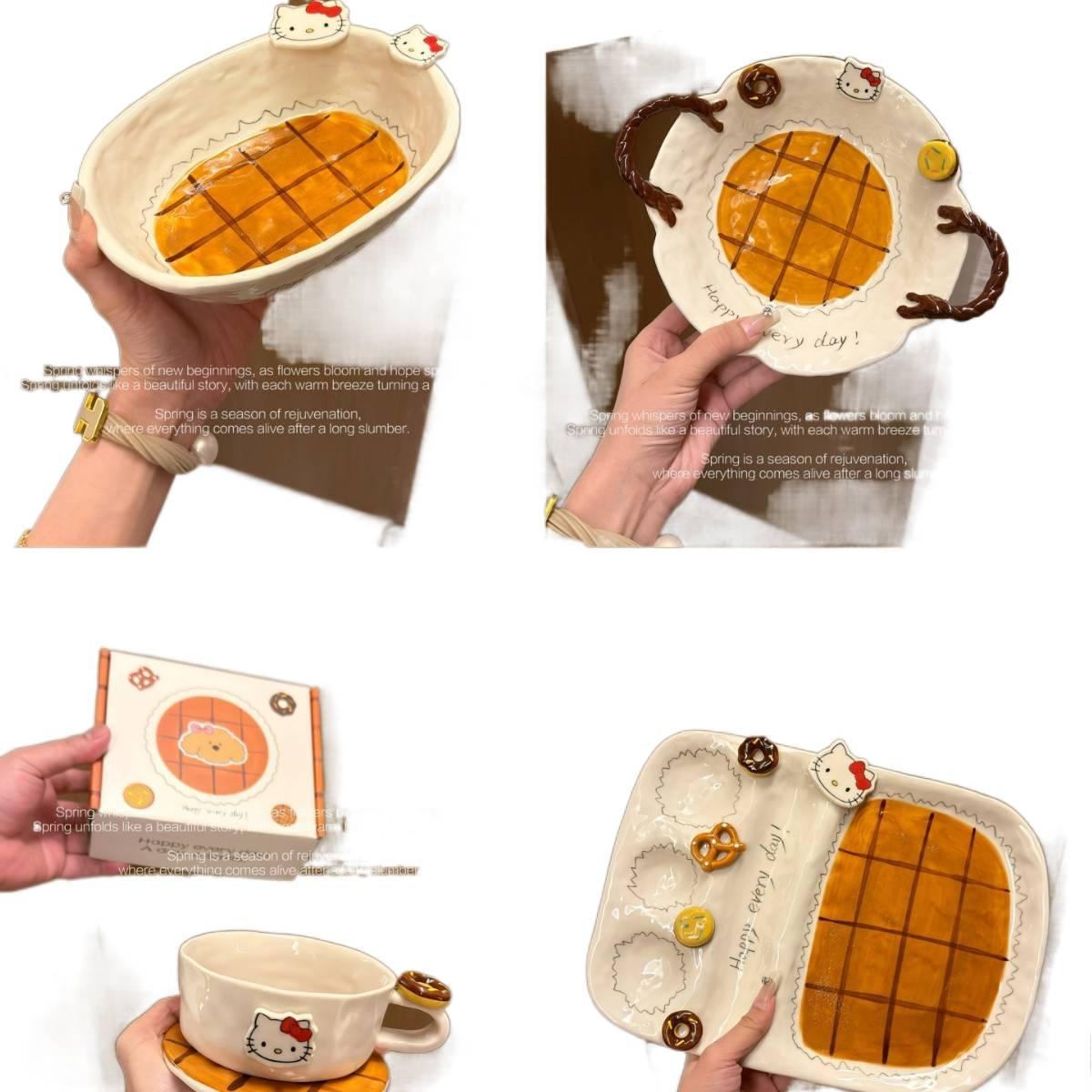 KT Plate Ceramic Tableware Hand-painted Underglaze Dinner Plate Rice Bowl Serving Plate Coffee Cup