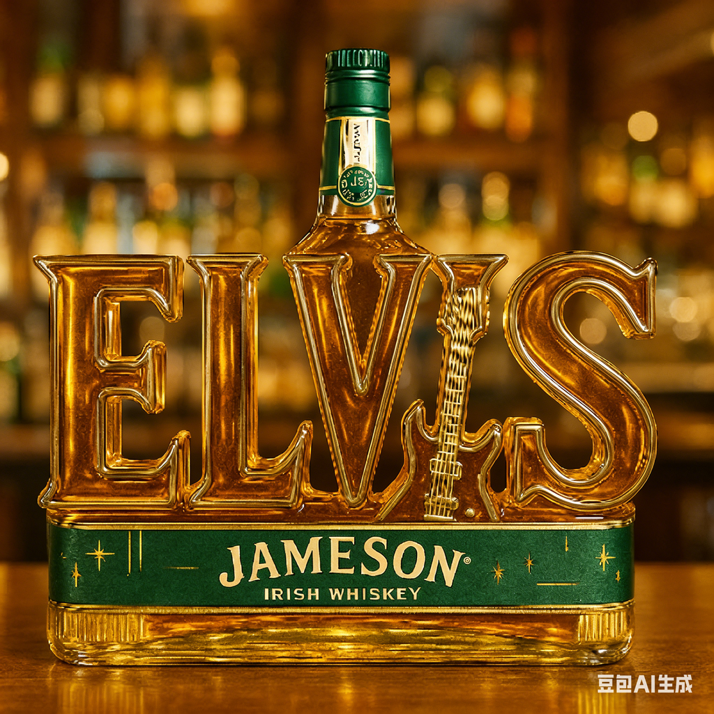 400ml Elvis Presley "ELVIS" Letter Whiskey Decanter - Crown Royal Themed Spirit Bottle