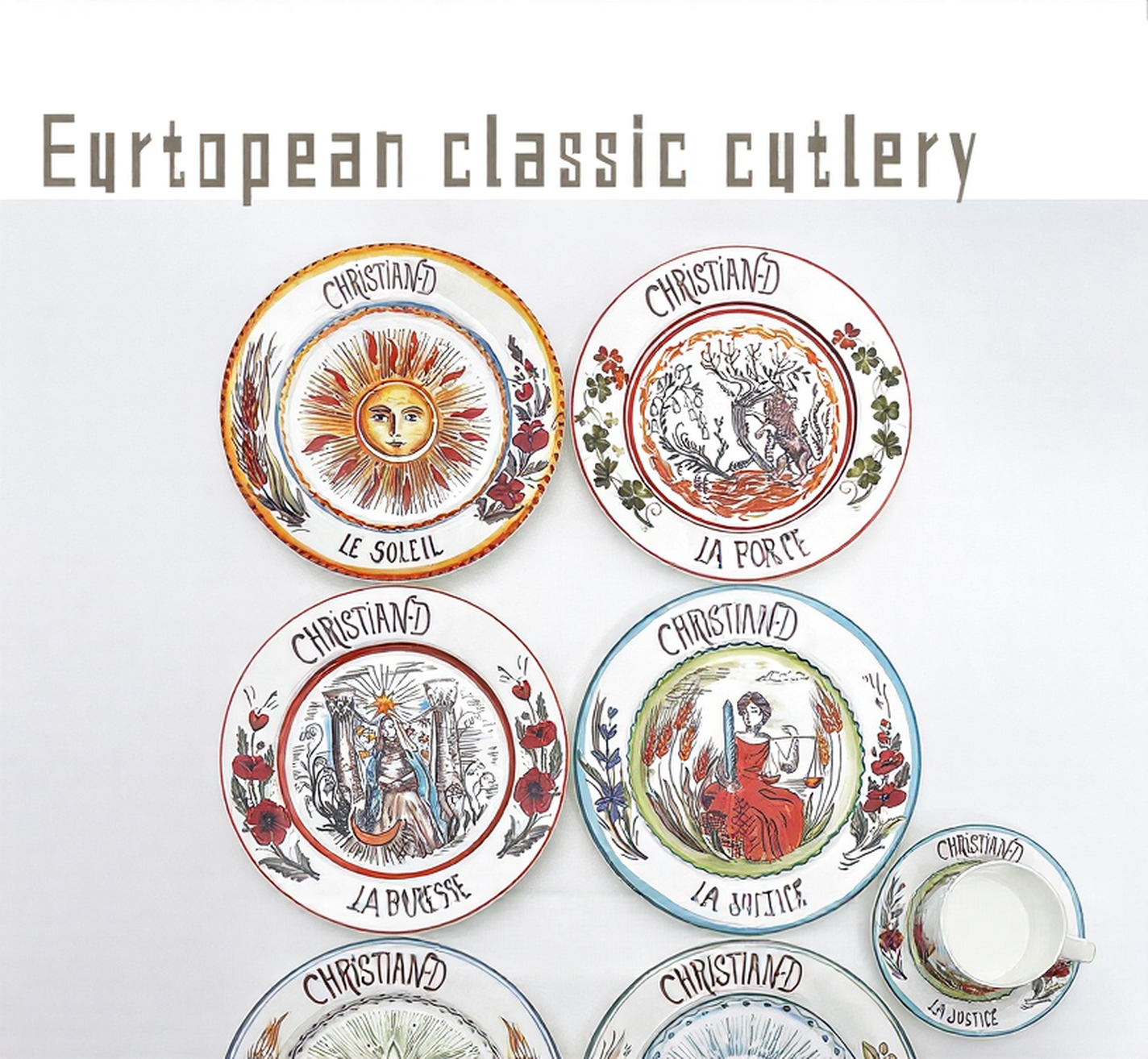 D Tarot Series Ceramic Dinner Plates Creative Gift Internet Celebrity Plates Steak Plates Set