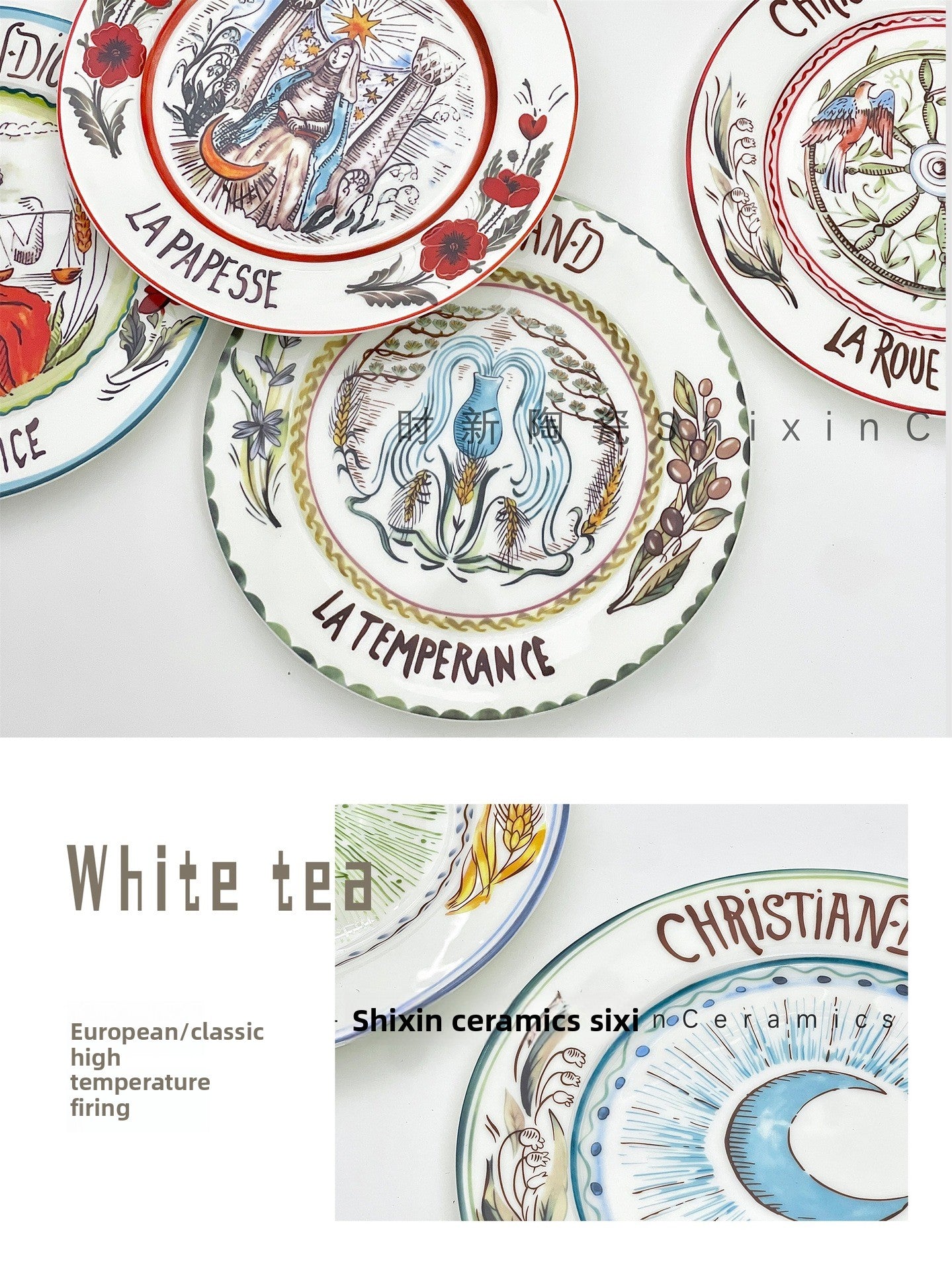 D Family Tableware Tarot Series Ceramic Plates Bone China Creative Gift Internet Celebrity Plates Steak Plates Set