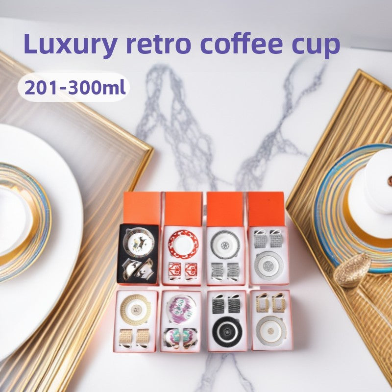 H Home Coffee Cup Set Bone China Afternoon Tea Set Gift Box High Temperature Resistant Tea Cup with 2 Saucers Gift Box