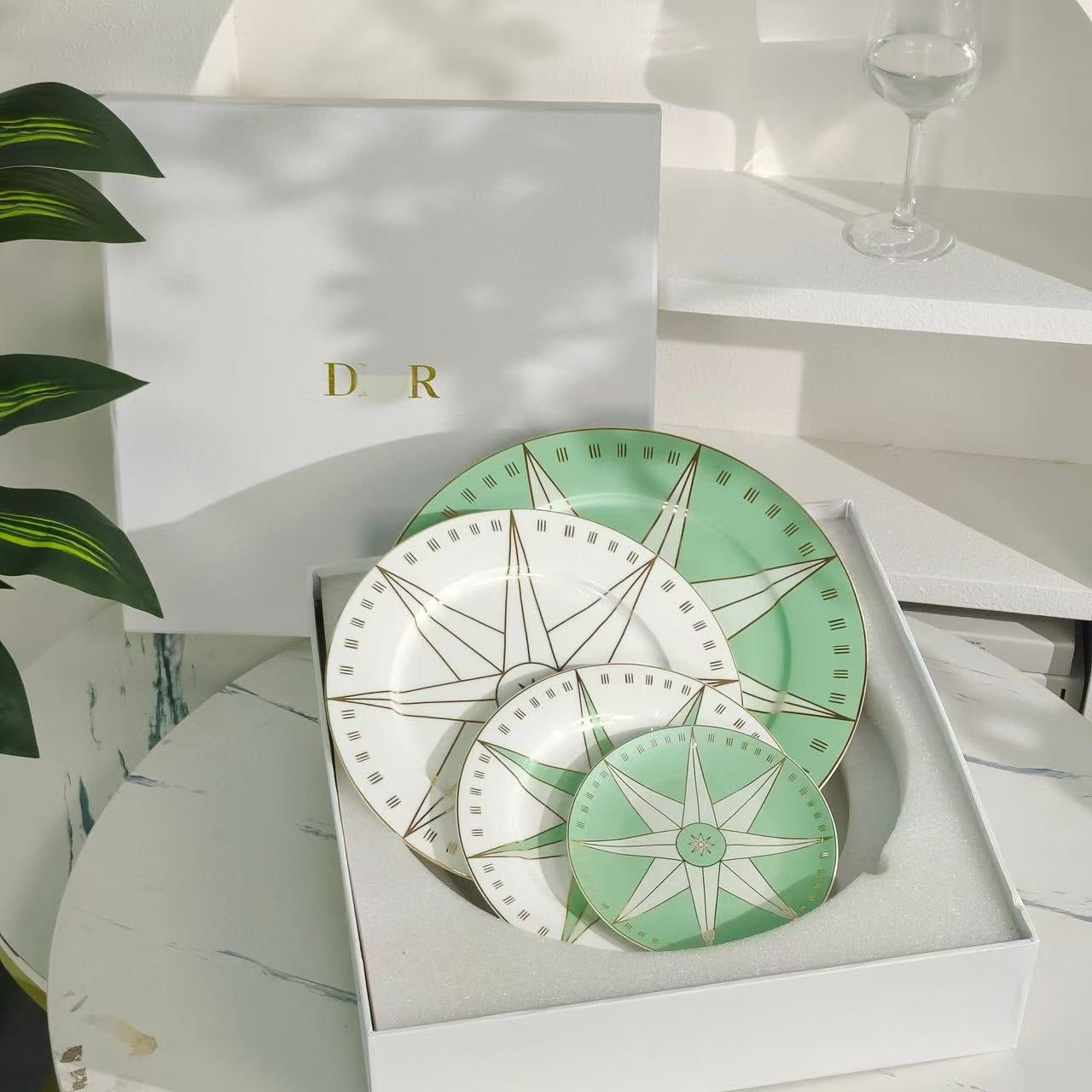 D Family Lucky Star Bone China Dinner Plates Set of Four Round Plates Dish Plates Decorative Plates Dessert Plates Snack Plates