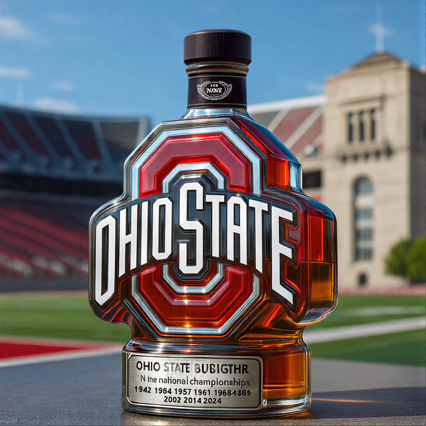 Ohio State Buckeyes "OSU" Whiskey Bottle - 400ml (4 Cap Styles)