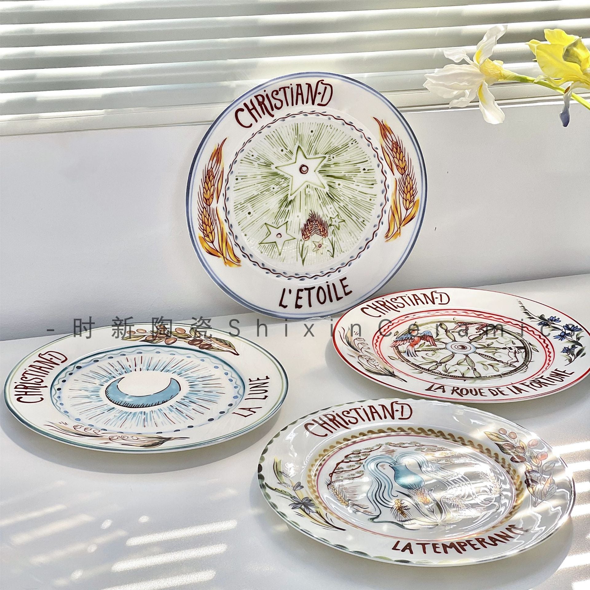 D Family Tableware Tarot Series Ceramic Plates Bone China Creative Gift Internet Celebrity Plates Steak Plates Set