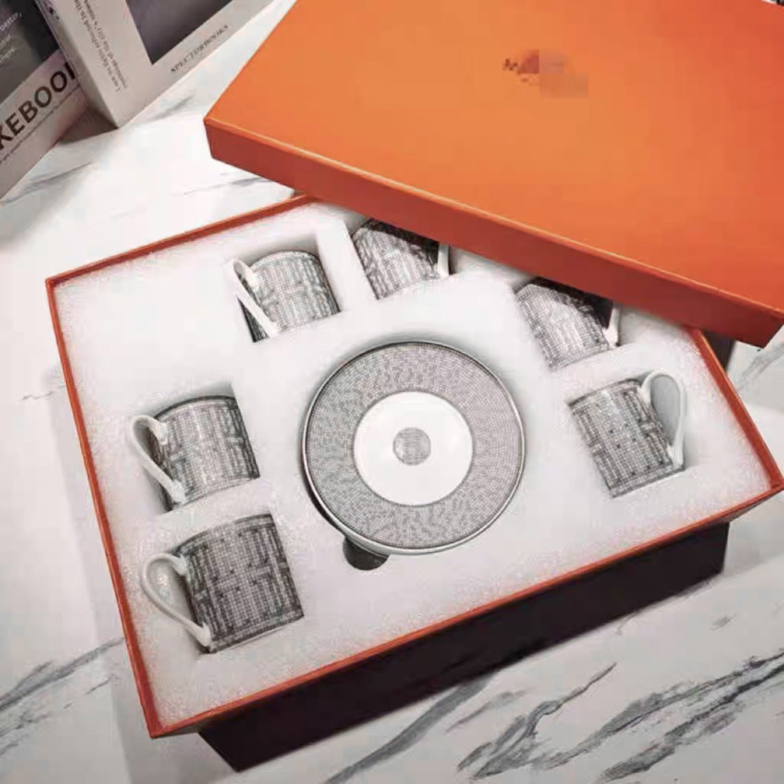 H Home Concentrated Cup and Saucer Set 612 Pieces Personalized Simple Household Afternoon Tea Coffee Cup Gift Box Set
