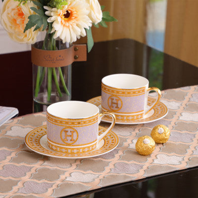 Bone China Coffee Cup and Saucer H Home Set Creative Tea Cup with Saucer