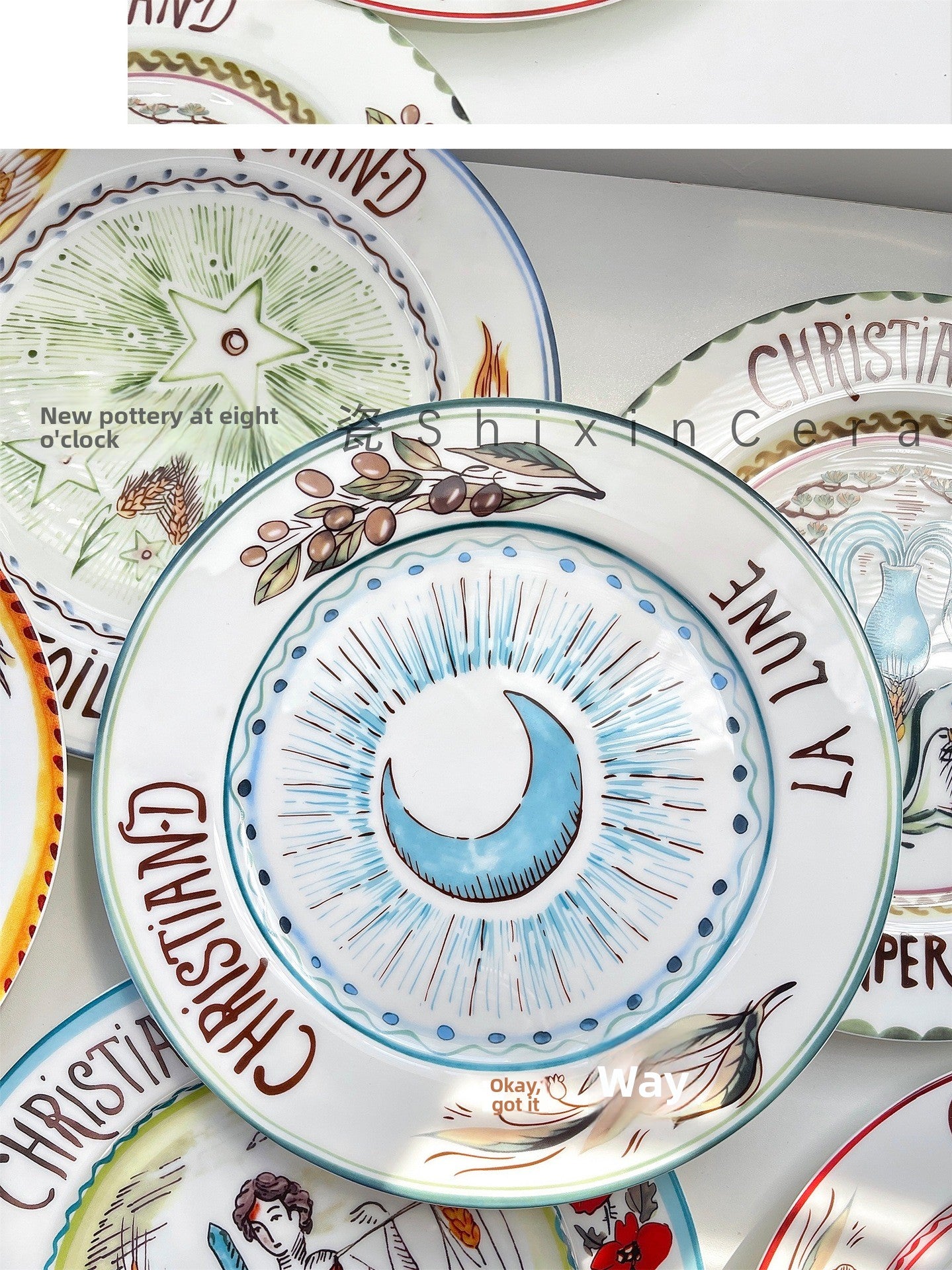 D Family Tableware Tarot Series Ceramic Plates Bone China Creative Gift Internet Celebrity Plates Steak Plates Set