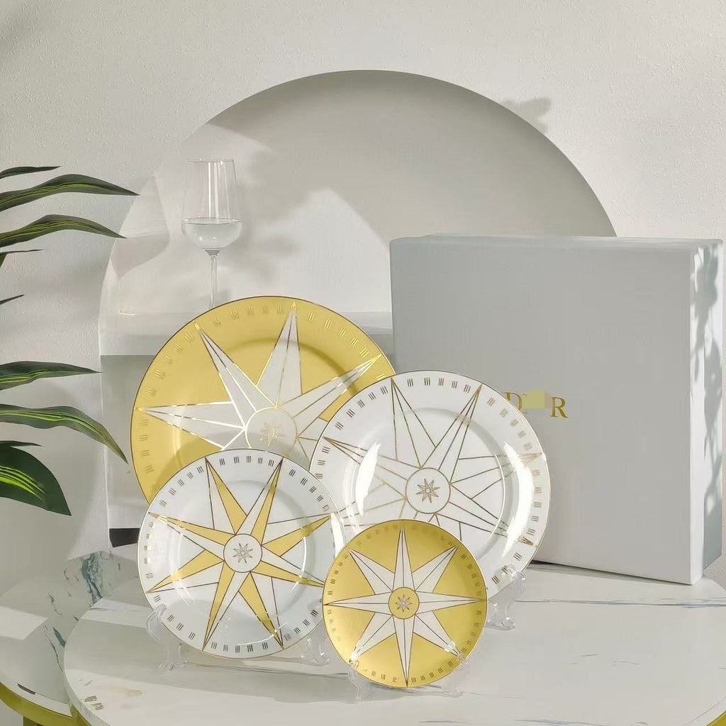 D Family Lucky Star Bone China Dinner Plates Set of Four Round Plates Dish Plates Decorative Plates Dessert Plates Snack Plates