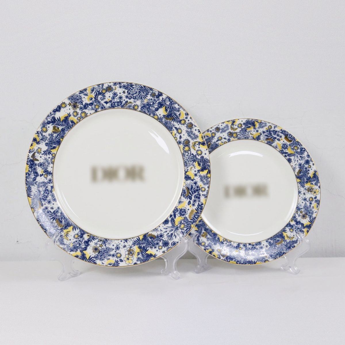 High-end Exquisite Ceramic Western Plate D Home Blue Gold Afternoon Tea Dessert Plate Coffee Cup Pastry Fruit Plate