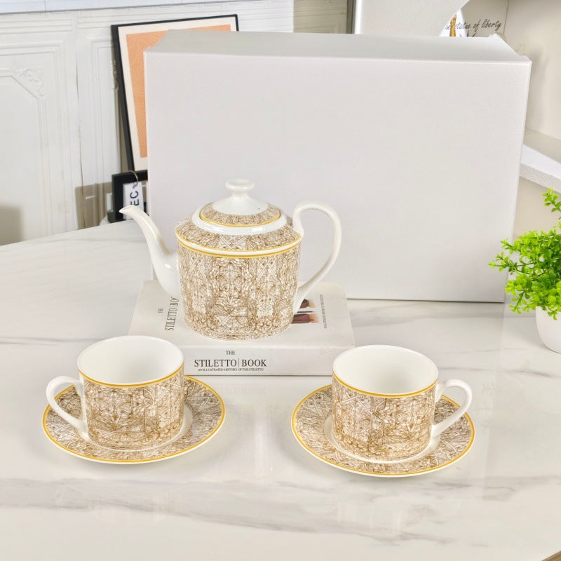 D Ceramic Tableware Light Luxury Linglan European High-End Tableware Food Tray Bone-China Cup Western Food Tray