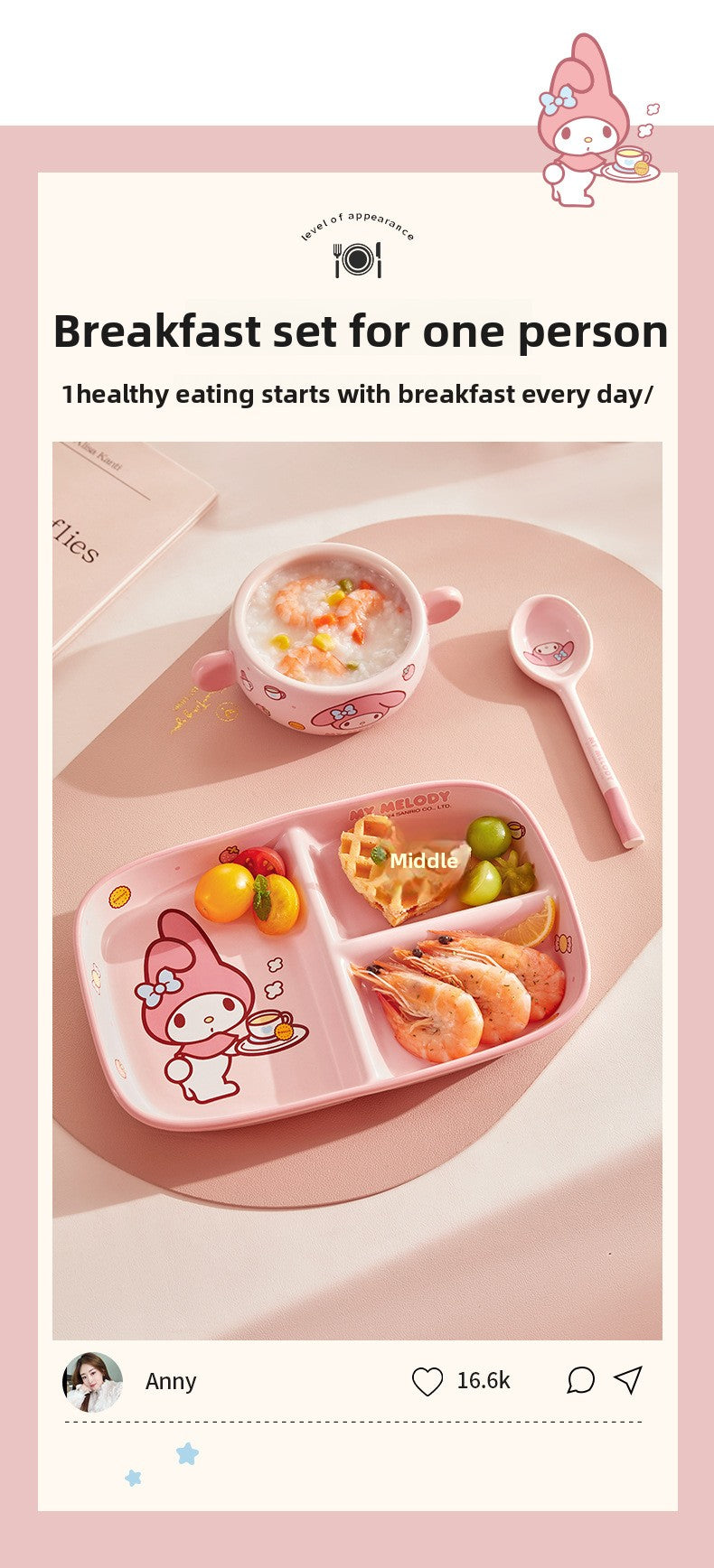 My Melody & Cinnamoroll Divided Bento Box Set - Sanrio Character Lunch Container