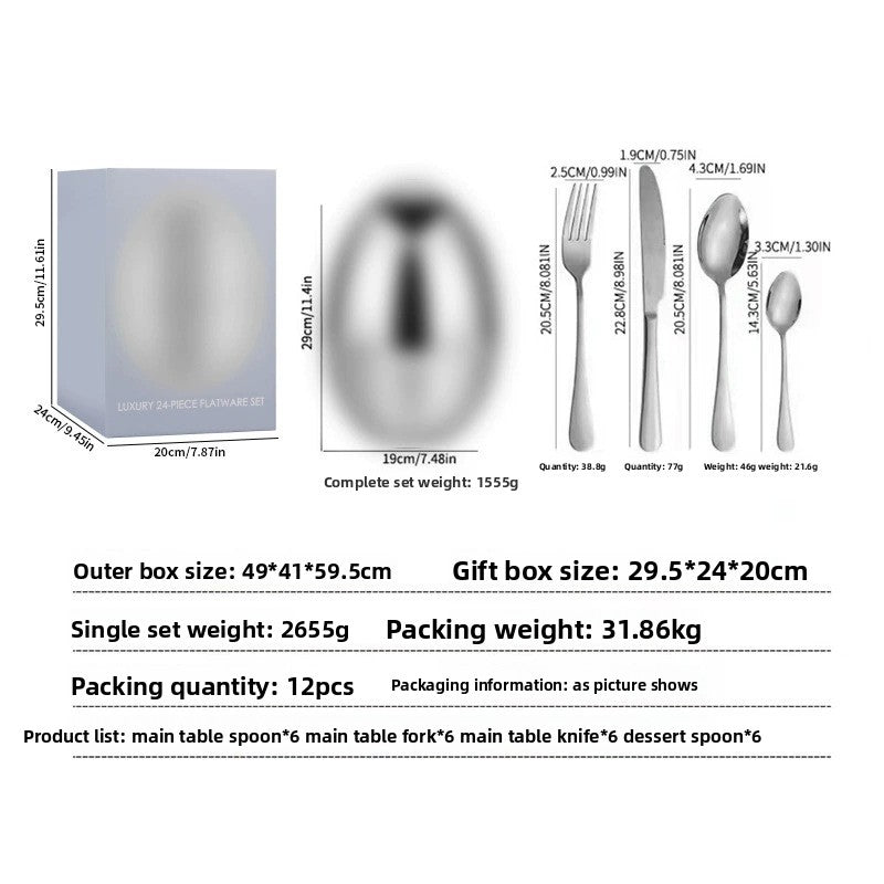 Amazon Popular ABS Mood Egg Pineapple Egg Stainless Steel Cutlery Egg Western Food Knife Fork Spoon Gift Box Set
