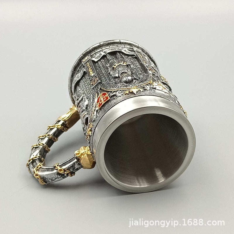 Creative Personality British David Soldier Beer Mug Creative Handmade Armor Soldier Stainless Steel Beer Mug Bar Water Cup