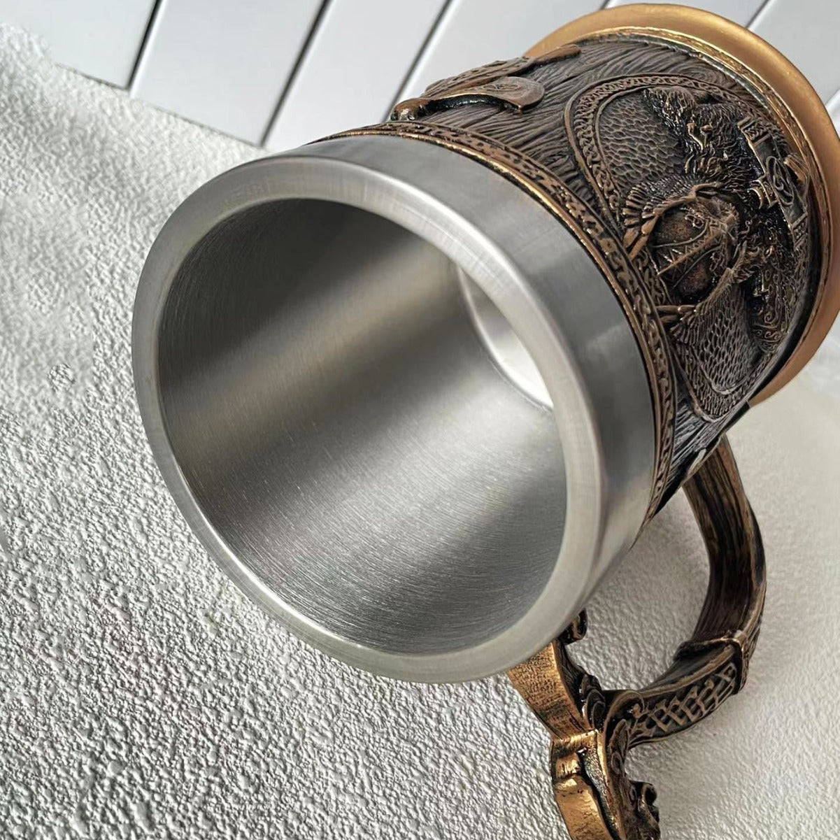 Creative Viking Pirate Beer Mug Large Water Cup Stainless Steel Cup Mug Resin Craft Coffee Cup Bar