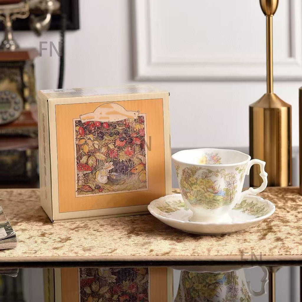 H Jia Doujia Mouse Moving Series Bone China Tea Coffee Set Single Cup and Saucer Dim Sum Plate British Afternoon Tea Cup