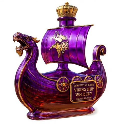 Minnesota Vikings Viking Ship Whiskey Bottle - 400ml (3 Cap Styles)