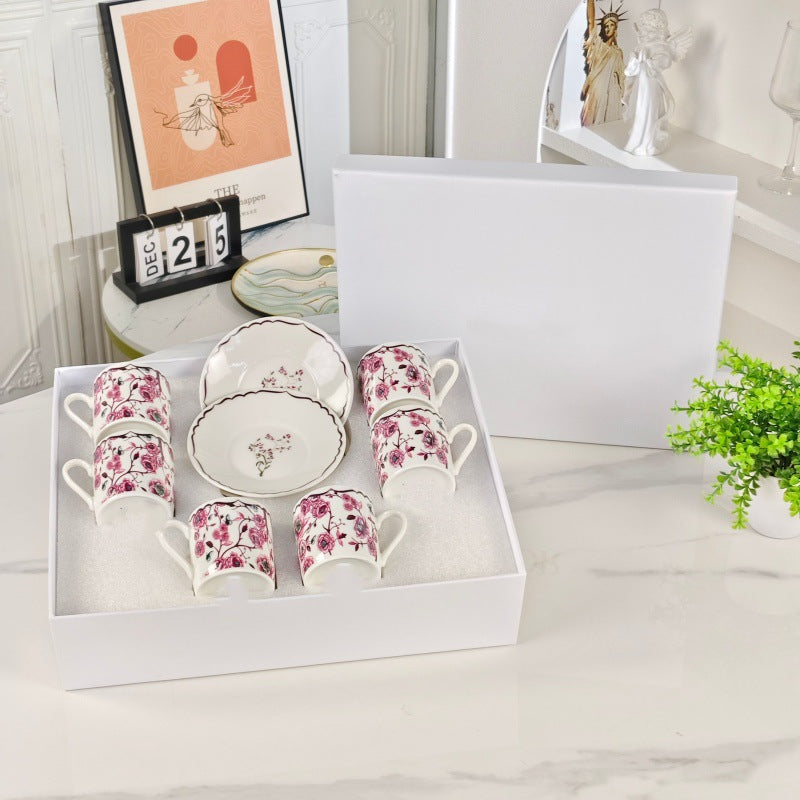 D Ceramic Tableware Light Luxury Linglan European High-End Tableware Food Tray Bone-China Cup Western Food Tray