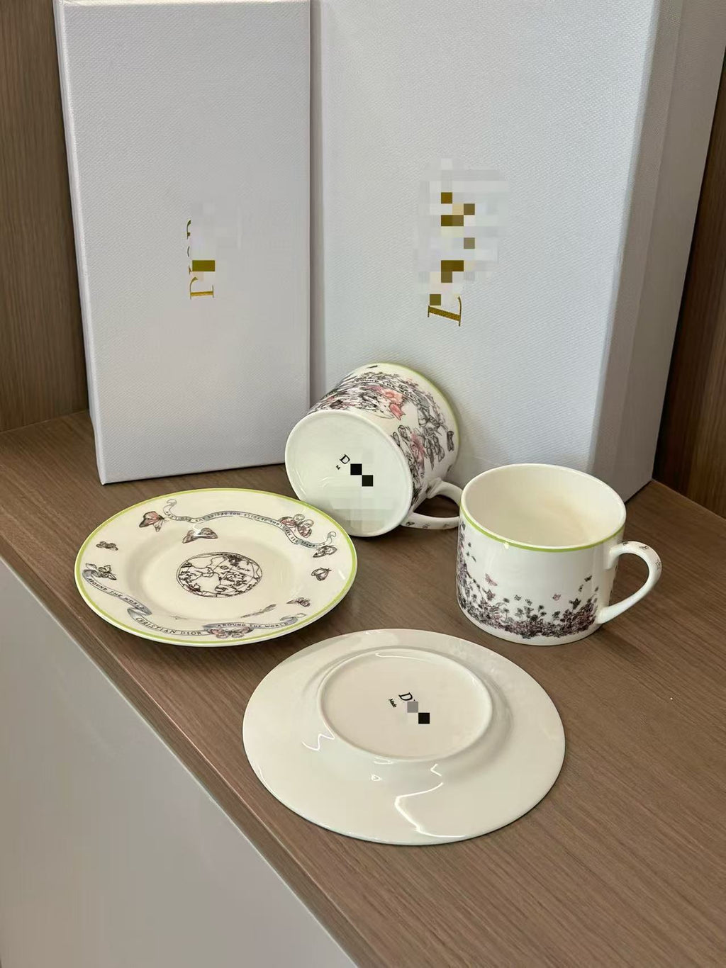 D Family Series Coffee Cup Saucer Mug Pairing Cup Elegant Butterfly Spirit Butterfly and Blossoms Interwoven