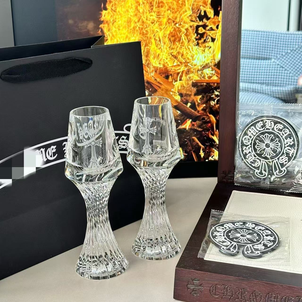 Chrome Hearts x Baccarat Crystal Whiskey Decanter Set - Luxury Designer Barware with Gift Box