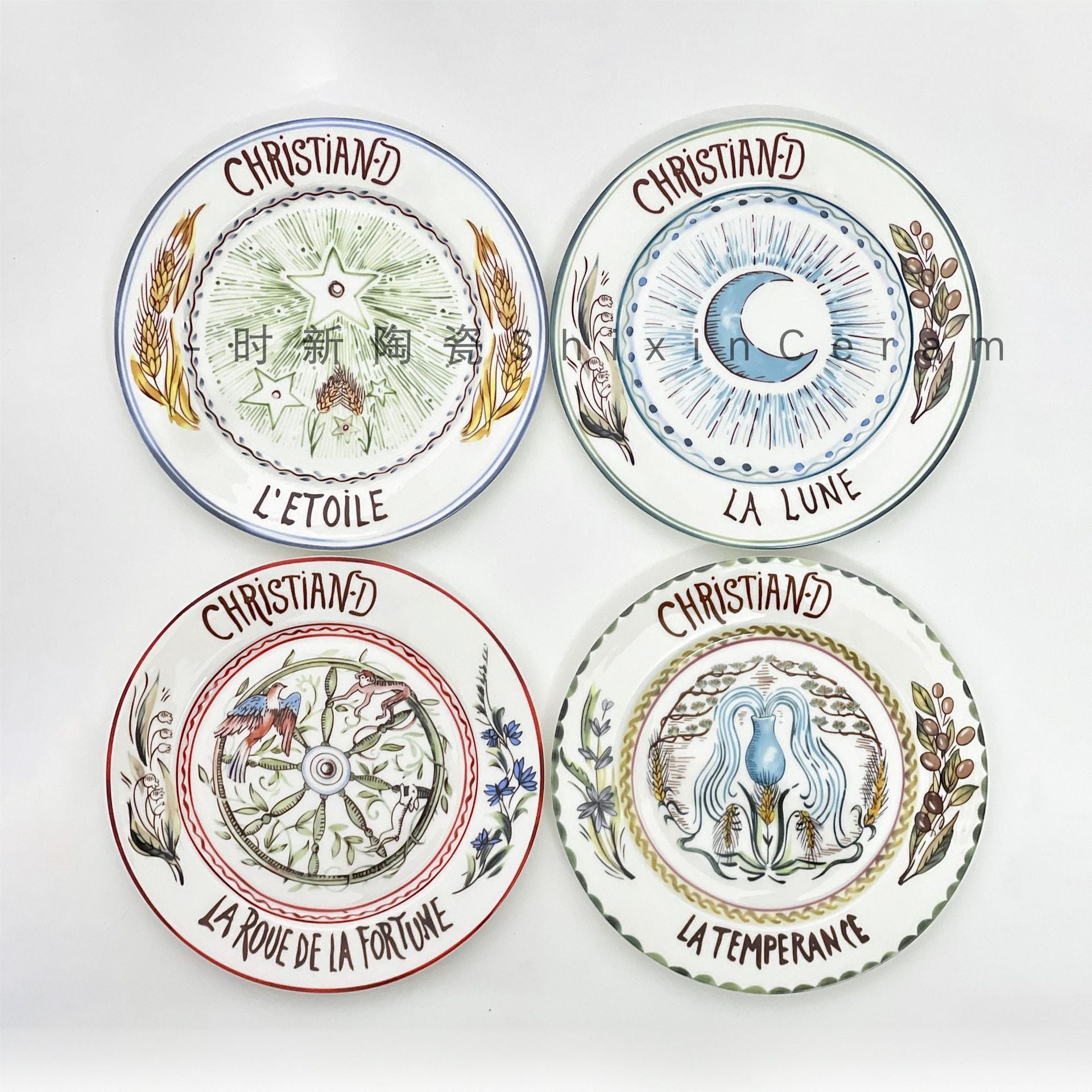 D Family Tableware Tarot Series Ceramic Plates Bone China Creative Gift Internet Celebrity Plates Steak Plates Set