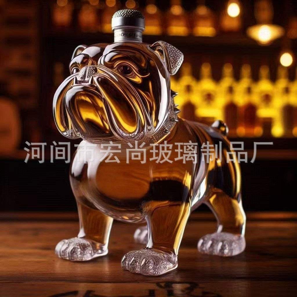 Bulldog Whiskey Decanter - Spiked Collar Glass Spirit Bottle