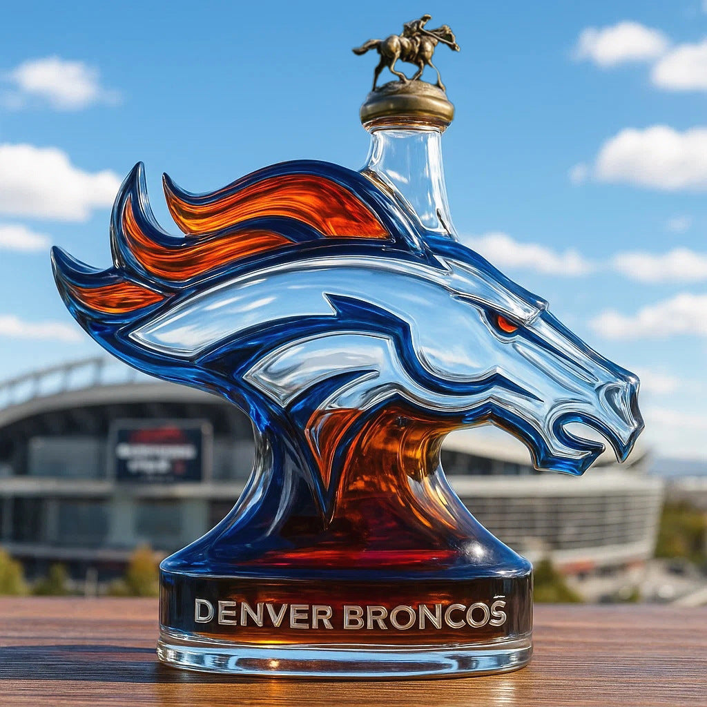Denver Broncos Horse-Head Whiskey Decanter - NFL Team Themed Bottle