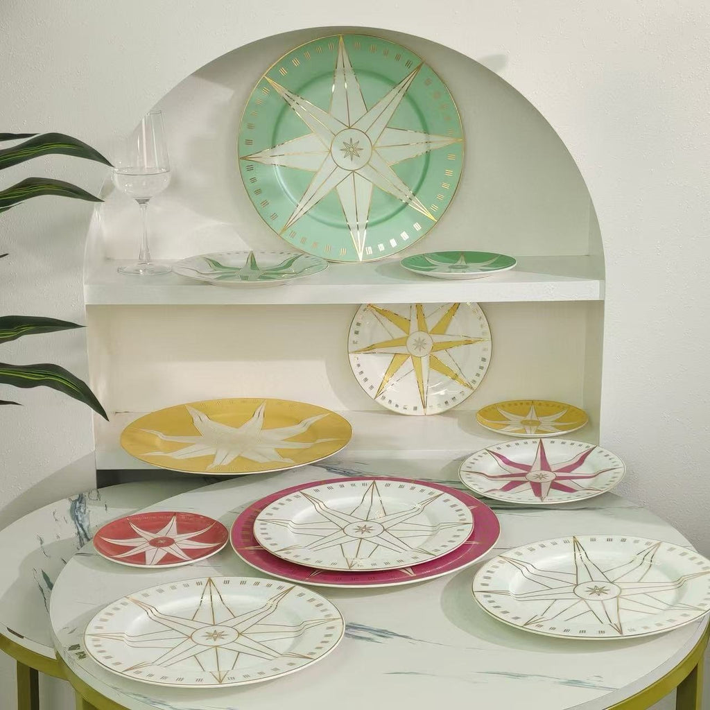 D Family Lucky Star Bone China Dinner Plates Set of Four Round Plates Dish Plates Decorative Plates Dessert Plates Snack Plates
