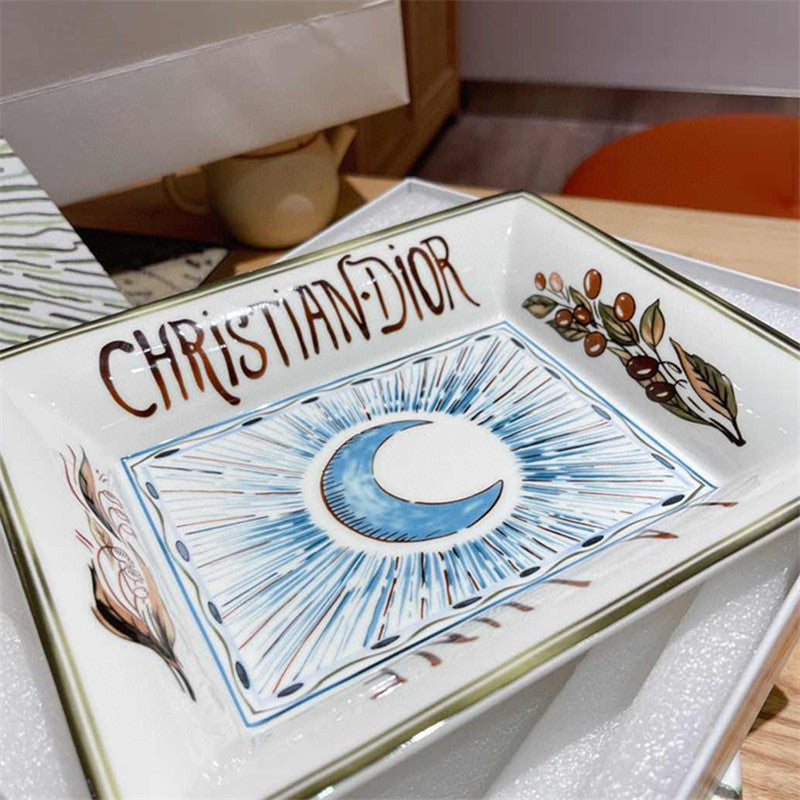 D Moon Series Bone China Tarot Card Storage Tray Home Retro Tray Light Luxury Style