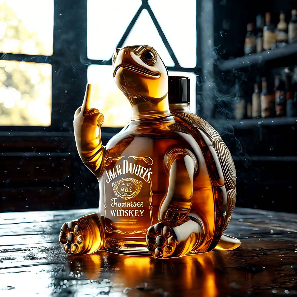 Turtle Whiskey Decanter - Jack Daniel's Themed Glass Spirit Bottle