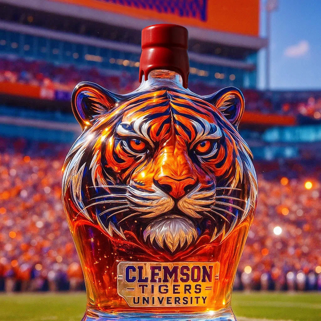 Crimson Tiger Whiskey Decanter - Clemson Tigers Themed (Artisanal Glass)