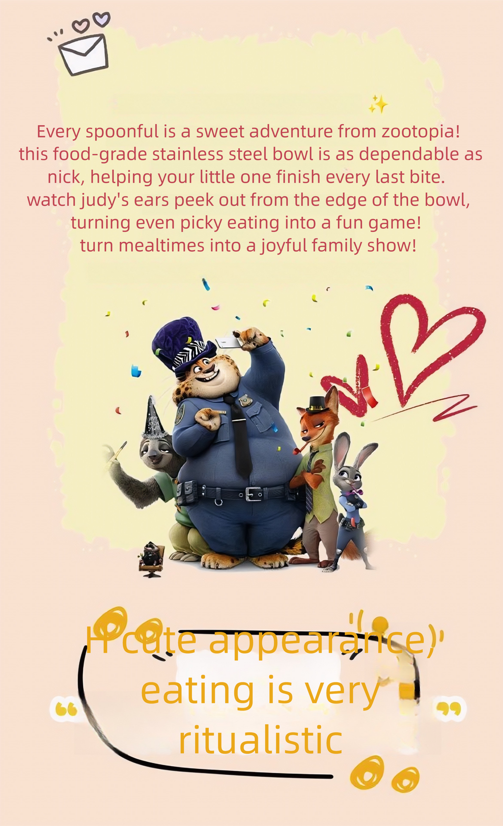 Zootopia & Stitch Stainless Steel Bowls Set - Cartoon Character Kids Tableware