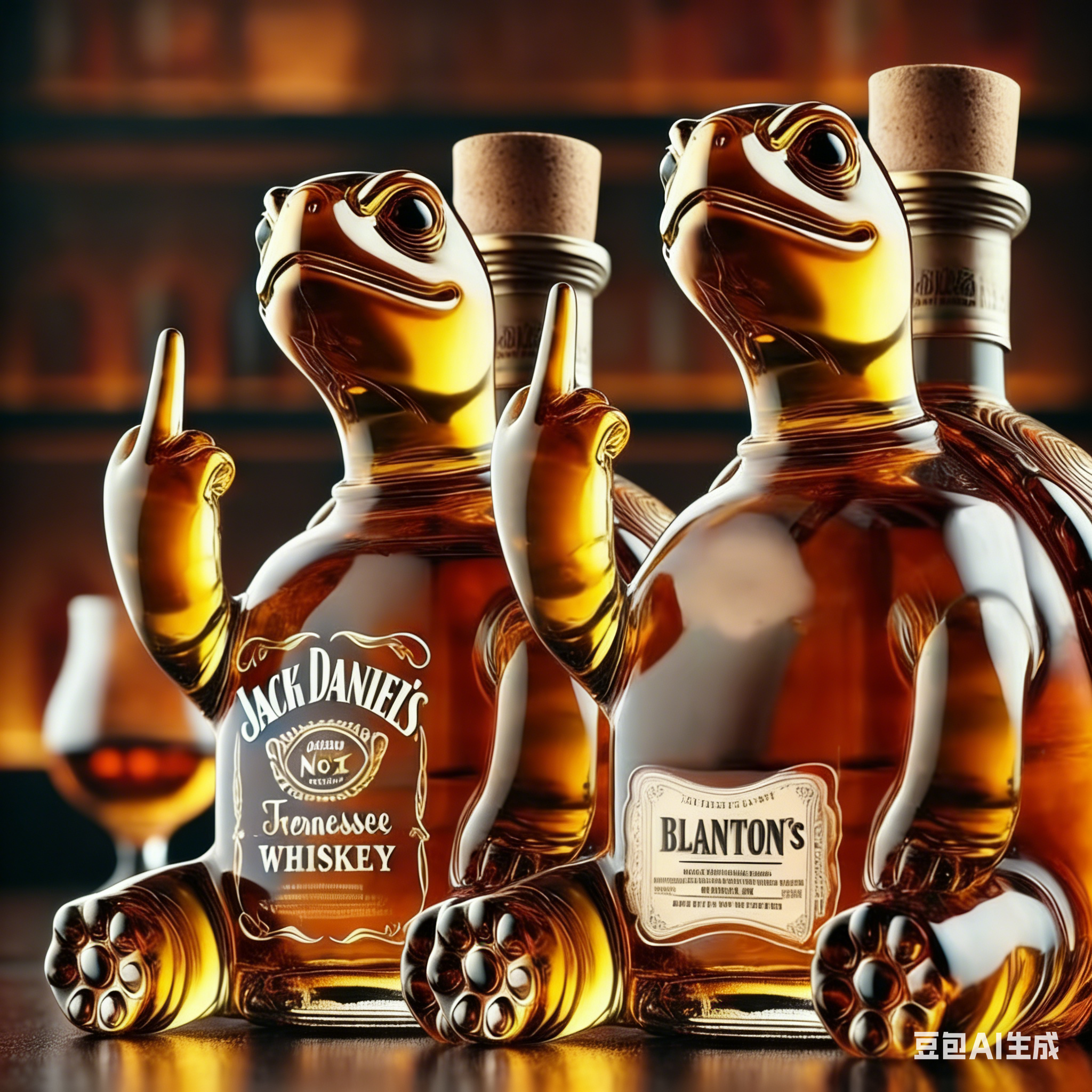 Turtle Whiskey Decanter - Jack Daniel's Themed Glass Spirit Bottle