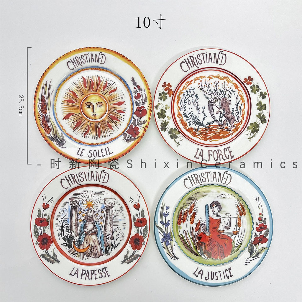D Tarot Series Ceramic Dinner Plates Creative Gift Internet Celebrity Plates Steak Plates Set