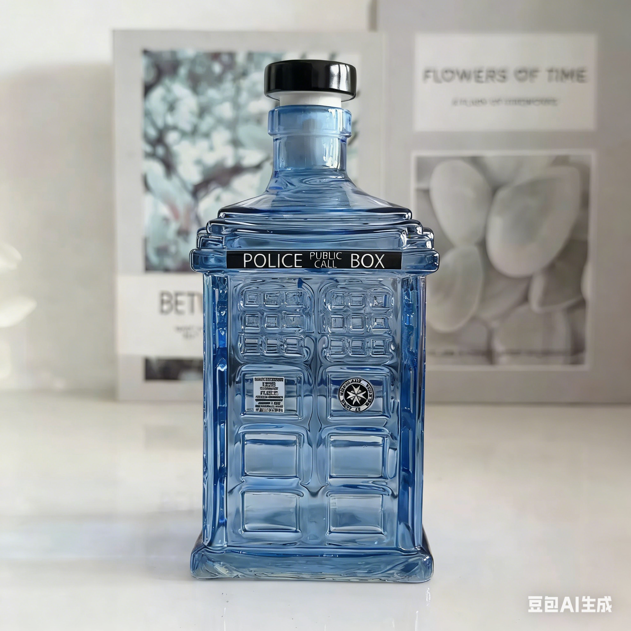 500ml TARDIS Shaped Whiskey Bottle - Dr Who Barware, Unique Sci-Fi Whiskey Gift for Fans, Stylish Blue Glass Liquor Container for Home Bars